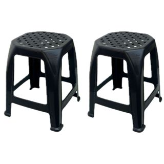 Kit 2 Banquetas Banco Plástico Reforçado 120kg Preta Rischioto em Oferta na Shopee