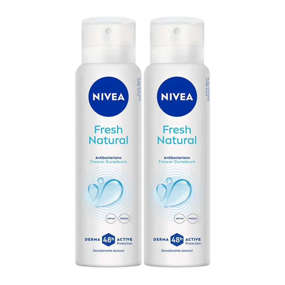 Kit Desodorante Aerosol Nivea Fresh Natural 150ml - 2 unidades