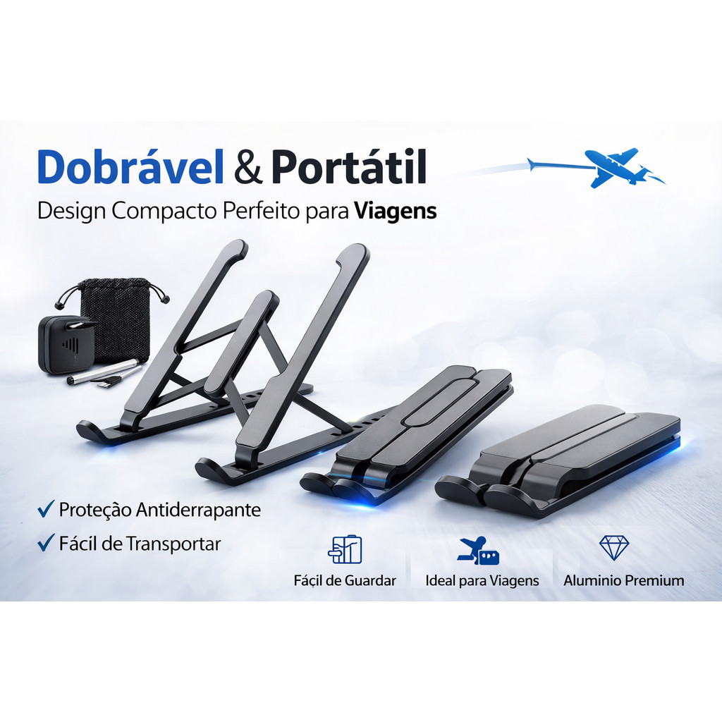 Suporte para Notebook Ajustável Dobrável Antiderrapante Premium em Oferta na Shopee