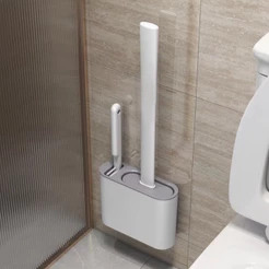 Escova de Silicone 2 em 1 para Vaso Sanitário - Base de Banheiro Privada, Alta Eficiênci