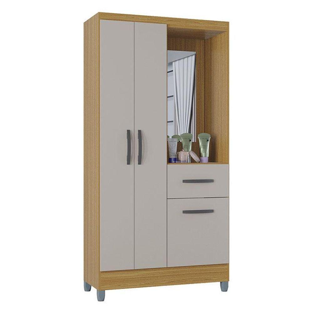 Guarda Roupa Solteiro Atlas Capelinha 3 Portas Damasco Off White Brilho - Poquema