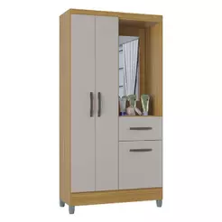 Guarda Roupa Solteiro Atlas Capelinha 3 Portas Damasco Off White Brilho - Poquema