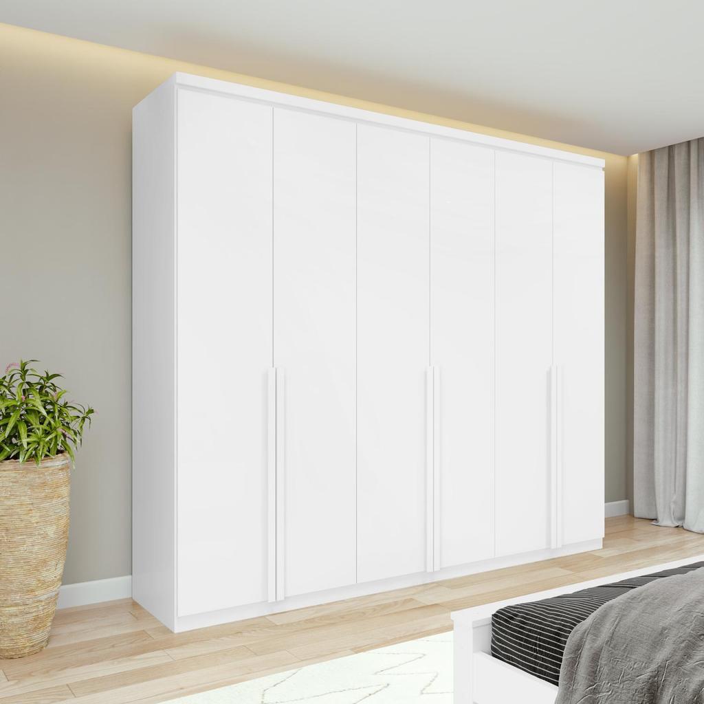 Guarda Roupa Casal 100% MDF 6 Portas 4 Gavetas Alonzo Branco em Oferta na Shopee