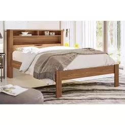 Cama de Casal Invicta com Baú + 2 Nichos Jatoba/Ebano - Santos Andirá