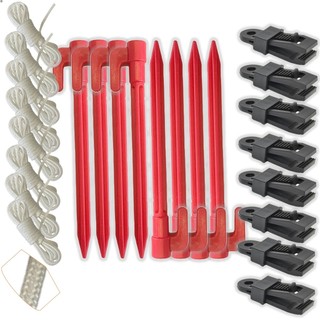 Kit 8 Estaca Para Fixar Barraca Tenda Lona Camping + Corda 3m + Pregador Clipe Garra
