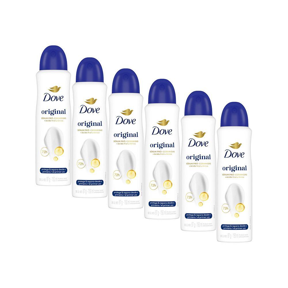 Kit 6 Desodorantes Dove Antitranspirante Aerossol Original 150ml em Oferta na Shopee