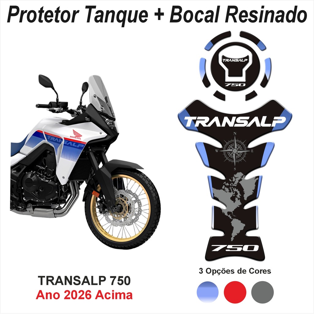 Adesivo Protetor de Tanque E Bocal 3d Resinado para Moto Honda Transalp 750 2026+ M259