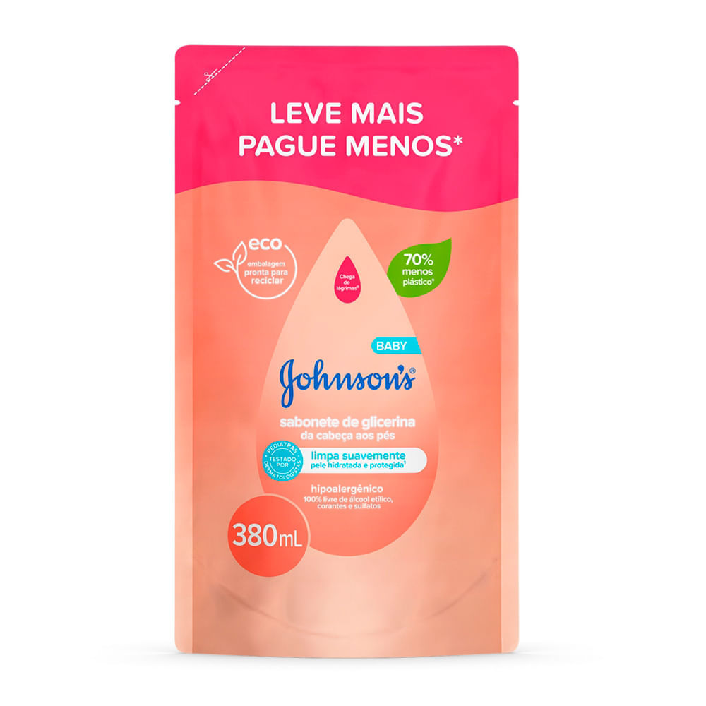 Sabonete Líquido de Glicerina Johnson's Baby Refil 380ml em Oferta na Shopee