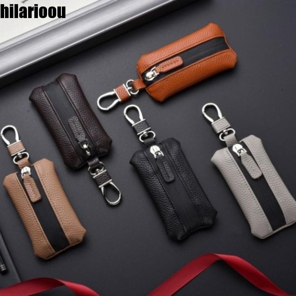 HILARIOOU Bolsa Para Chave De Carro , Estojo Luxuoso Couro Com Fecho De Zíper , Mini De Armazenamento Multifuncional Org