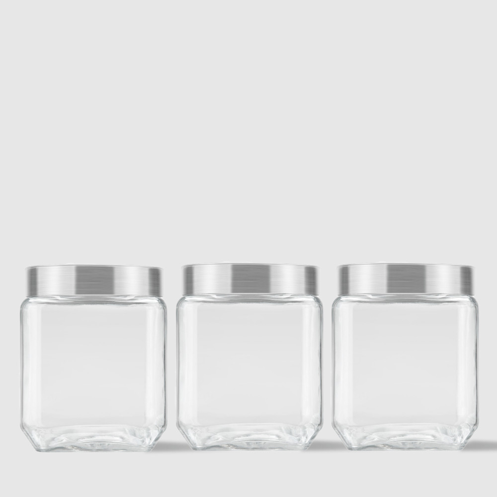 Kit com 3 Potes Quadrados Collection 1,2L Inox Escovado Invicta em Oferta na Shopee