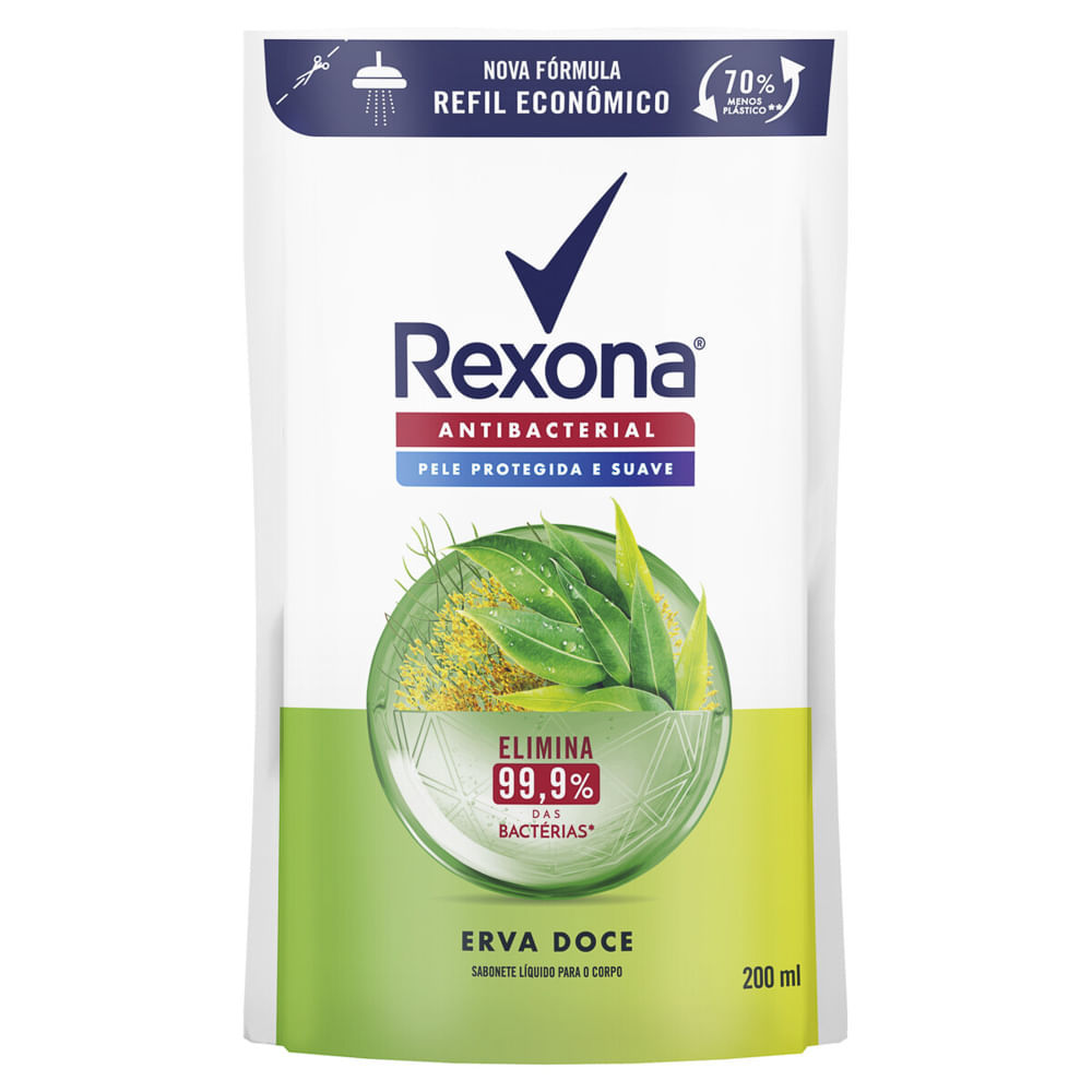 Sabonete Líquido Rexona Antibacterial Erva-Doce Refil 200ml em Oferta na Shopee