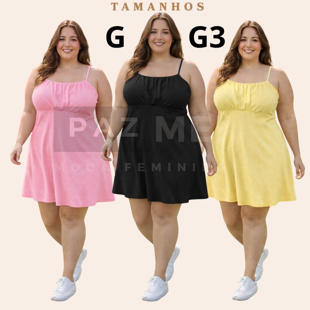 Vestido de Alcinha Plus Size Soltinho Com Busto Duplo