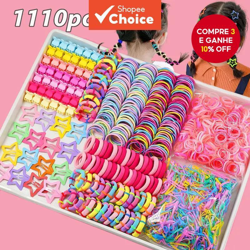 Novo Conjunto de Elásticos para Cabelo Feminino e Infantil: Combo de Acessórios de Cabelo Estilo Coreano Fresco e em Oferta na Shopee