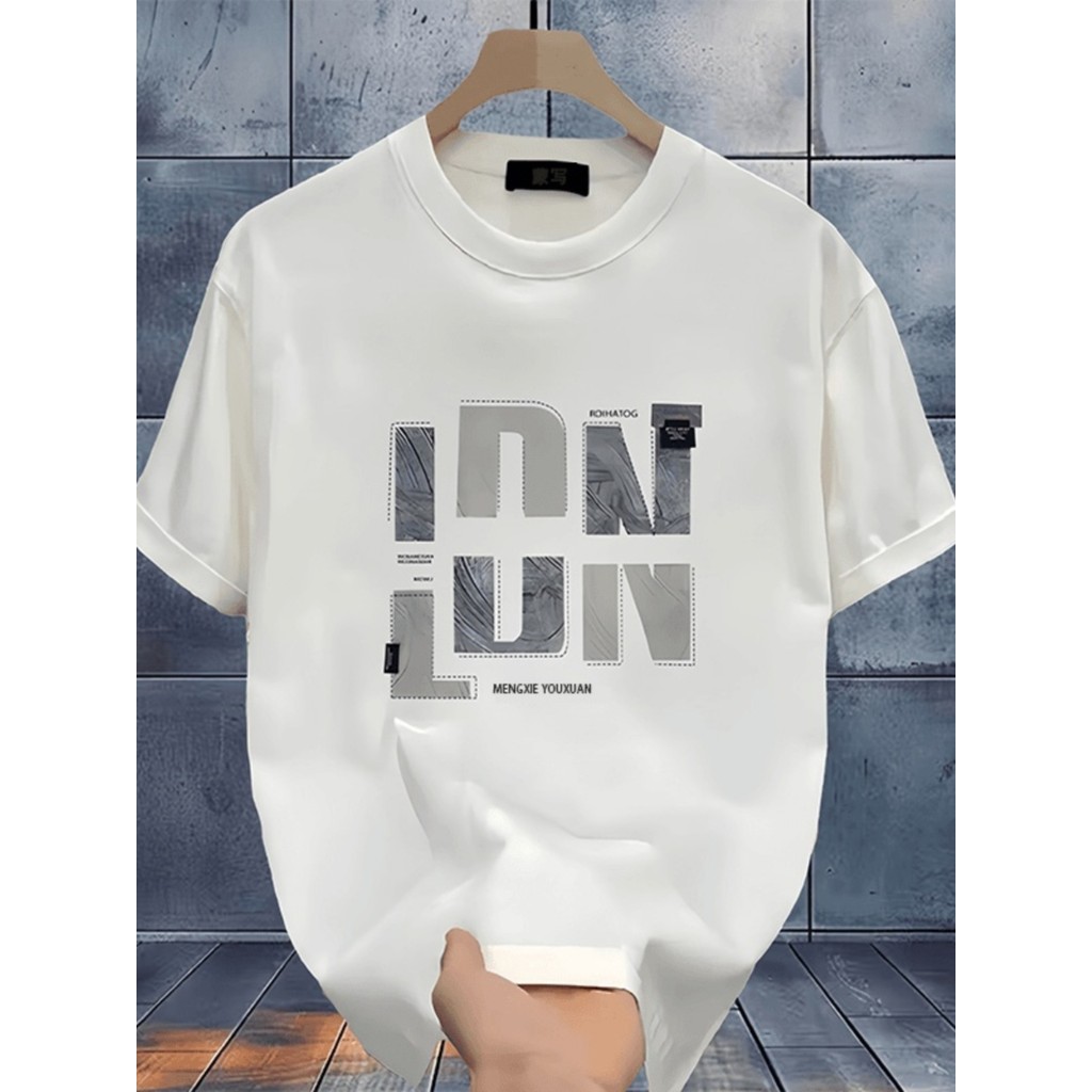 Verão estilo americano puro algodão de manga curta camiseta masculina solta Casual na moda branco topo meninos moda rufi