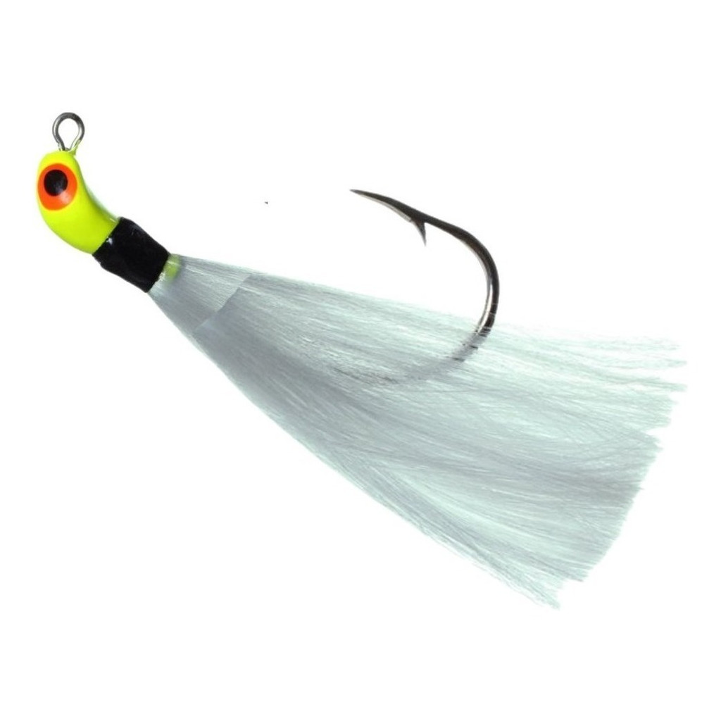 Isca Artificial Lori Jig Rabuda 16g Pesca Anti Enrosco Amarela Rabo Branco