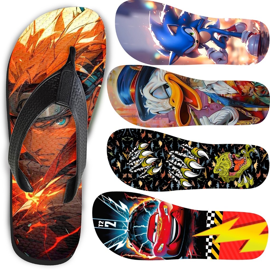Chinelo de Borracha Adulto Masculino super leve e Confortável Personagens Desenhos