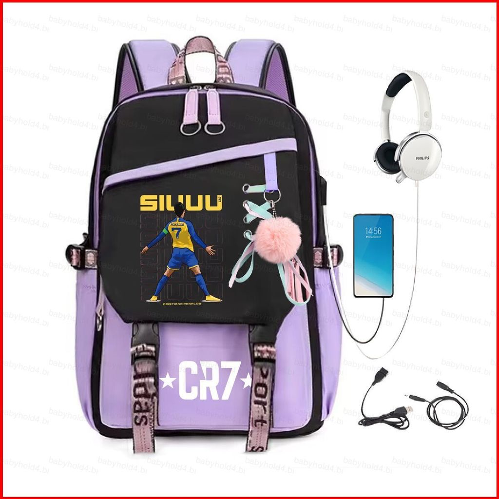 B4 Cristiano Ronaldo Mochila Para Estudante Grande Capacidade Leve Impresso Moda CR7 Bolsa Escolar 4B