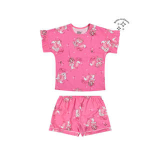 Pijama Curto Infantil Menina Raposa Elian Rosa em Oferta na Shopee