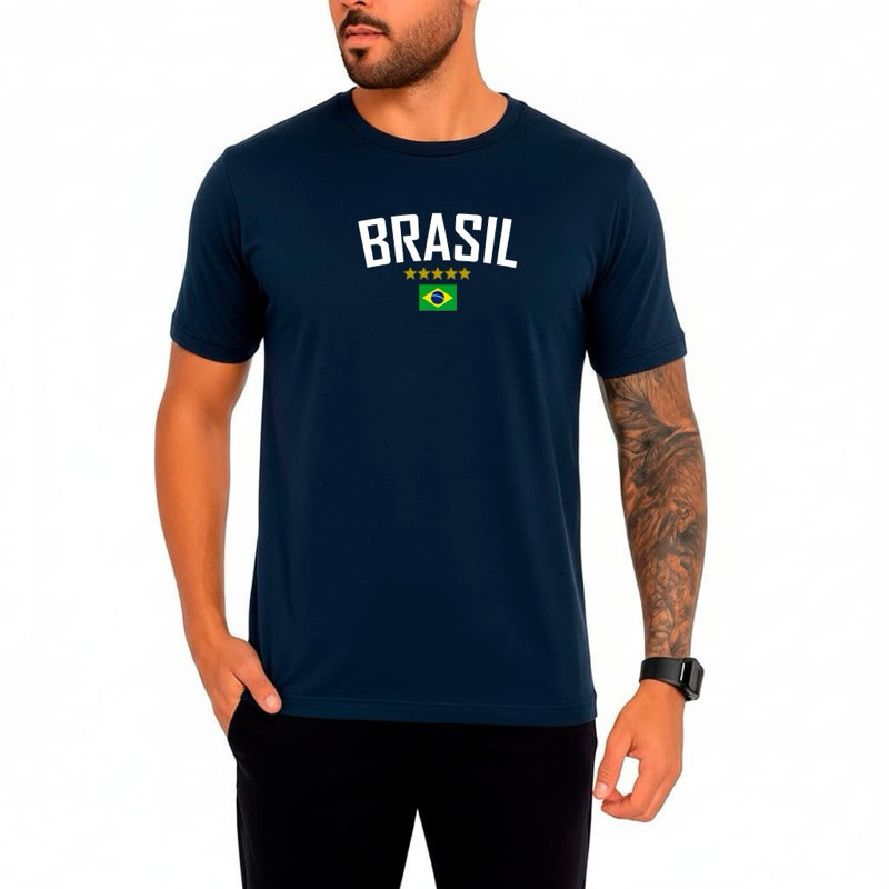 Camiseta Estampada Brasil Masculina Feminina 100% Algodão Seleção Brasileira HEXA