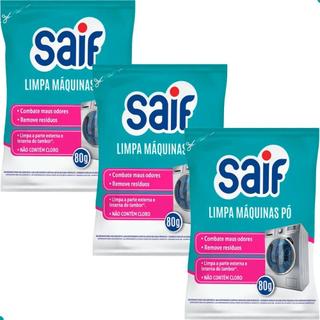 Kit com 3 Unidades Limpa Máquinas Pó 80g Saif
