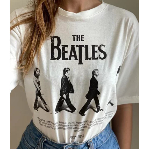 Tshirt Feminina The Beatles Lançamento Camiseta 100% Algodão Camisetão Solta Plus Size Camiseta - VS Shopp