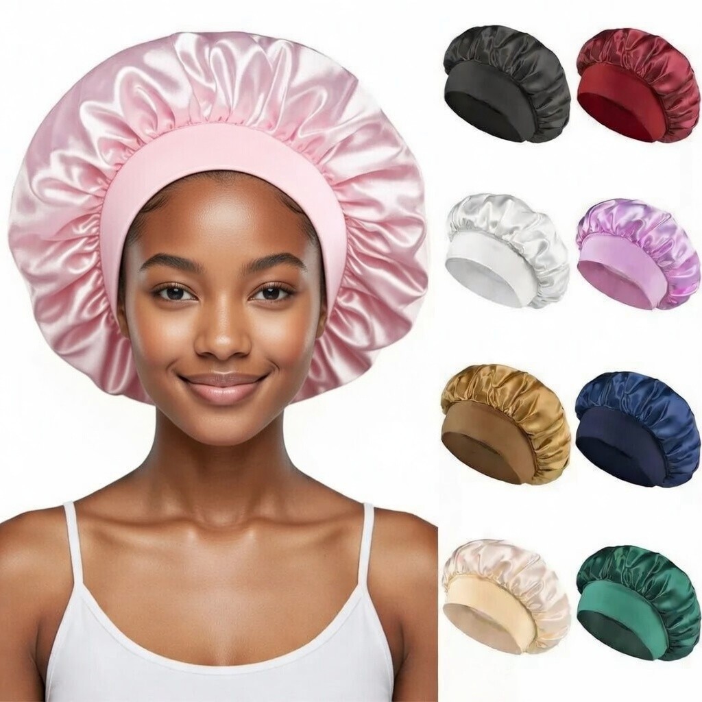 Touca Gigante de Cetim com Aba Larga | Anti Frizz para Cabelos Longos, Tranças e Dreads – Ajustável em Oferta na Shopee