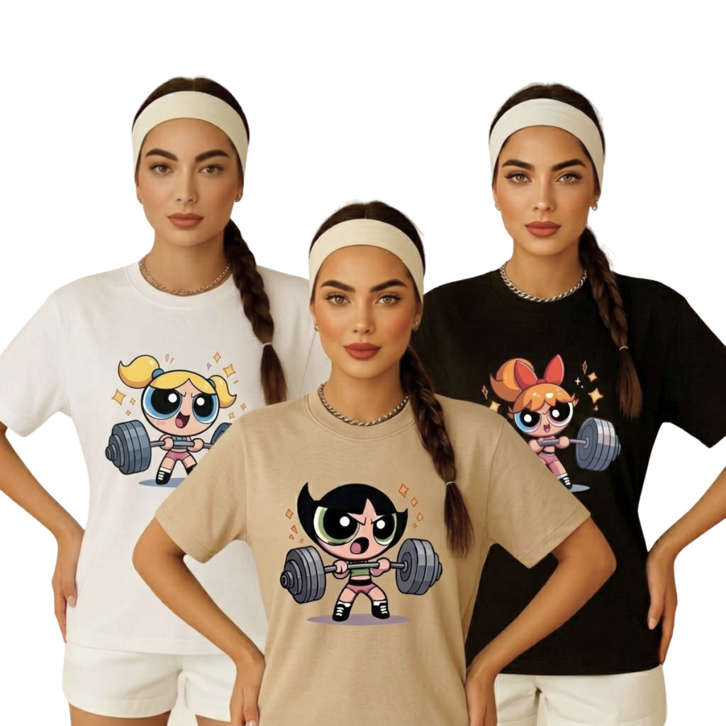 Kit 3 Camiseta Oversized Feminina Meninas Super Poderosas Algodão Streetwear
