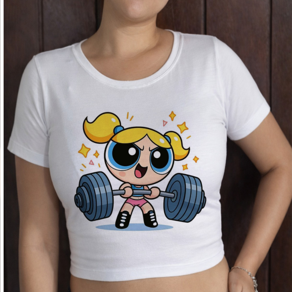CROPPED FEMININO,TAMANHO UNICO,MENINAS SUPER PODEROSAS,LINDINHA,FOTO REAL DO PRODUTO