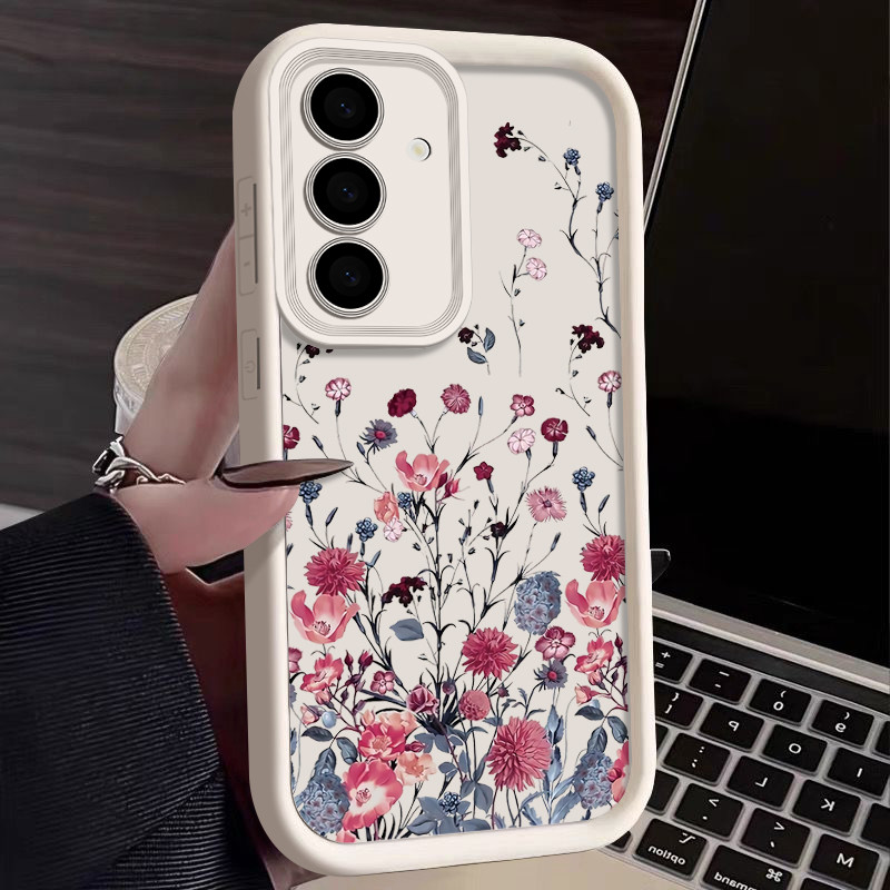 Flores Florescendo Silicone Macio TPU Caso Para Samsung Galaxy A57 A55 A56 A54 A53 A52 A52s A37 A36 A35 A34 A26 A17 A16 