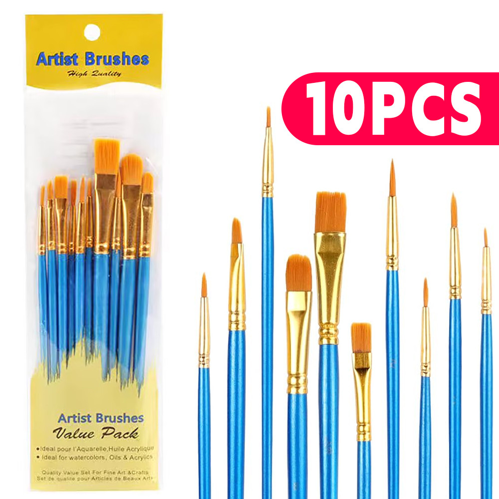 Kit Pincéis Artísticos - Cerdas Macias Nylon para Pintura em Tela