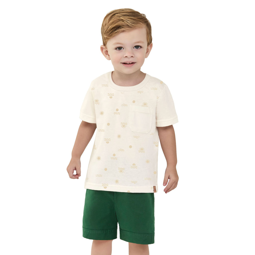 Conjunto Curto Infantil Menino Sol Elian Bege em Oferta na Shopee