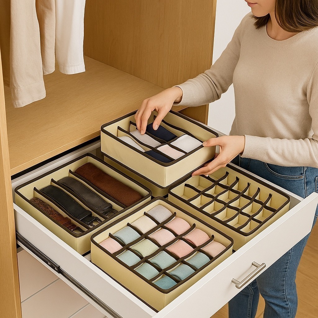 Organizador Gaveta Kit 4 Unidades Colmeia Roupa Íntima Meia Dobrável Divisória Closet Achadinhos