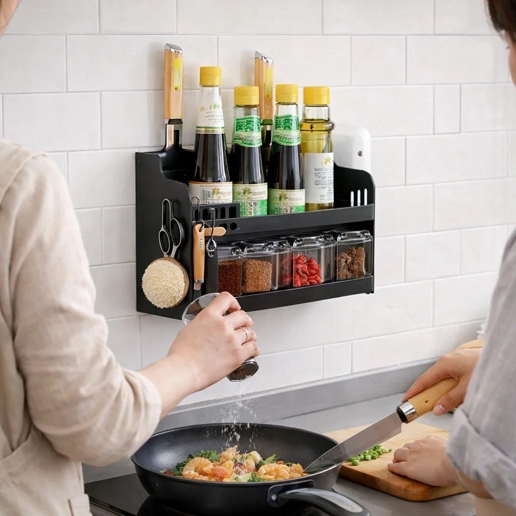 Organizador Parede Multiuso Cozinha Porta Temperos Condimentos Utensílios Espaço Prático Achadinhos