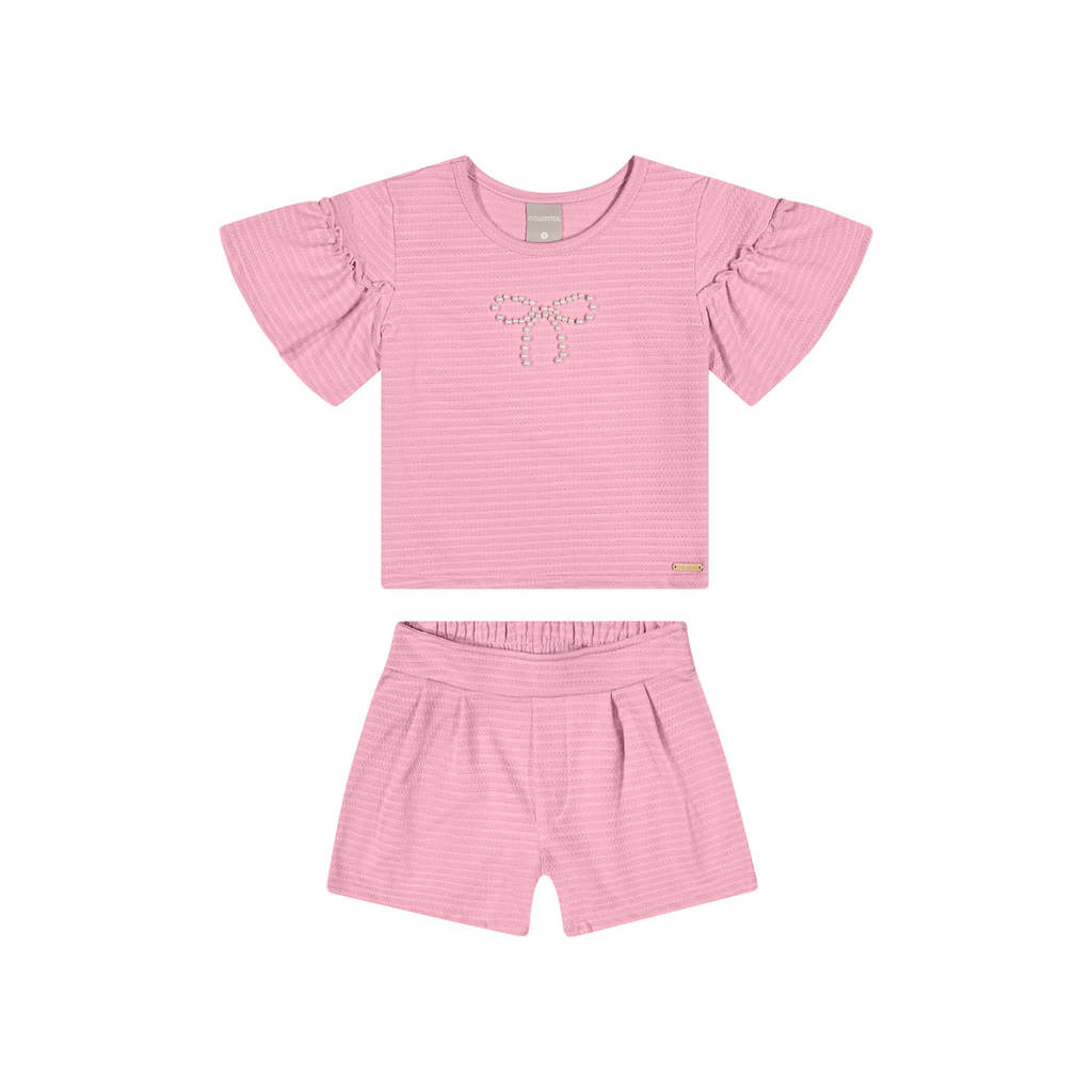 Conjunto Infantil Menina Laço de Pérolas Colorittá Rosa em Oferta na Shopee