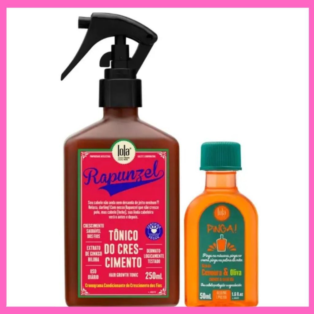 Kit Lola -  Tônico Rapunzel 250ML + Óleo de Cenoura e Oliva 50ml Pinga