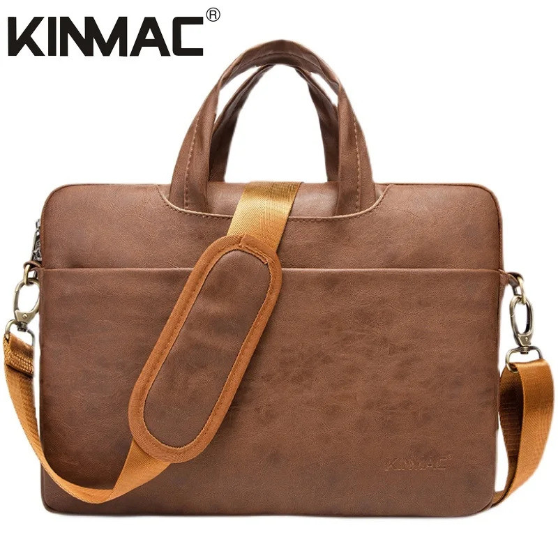 Kinmac Marca Mensageiro Bolsa Para Portátil 13,14,15.6,16 Polegada , Couro Do Plutônio À Prova Dwaterproof Água Caso De 
