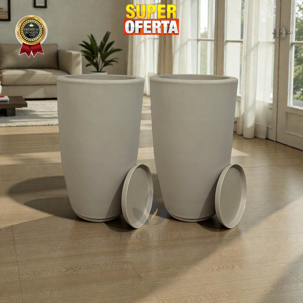 Kit 2 Vasos Coluna Bojo Jateado  Decorativo Polietileno  Para Plantas e Flores Sala Jardim Fachada Design Moderno em Oferta na Shopee
