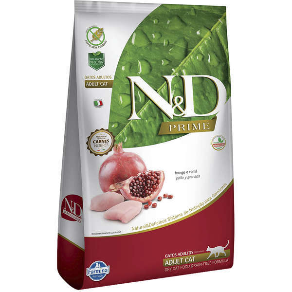 Ração N&D Prime para gatos adultos frango e romã 7,5kg