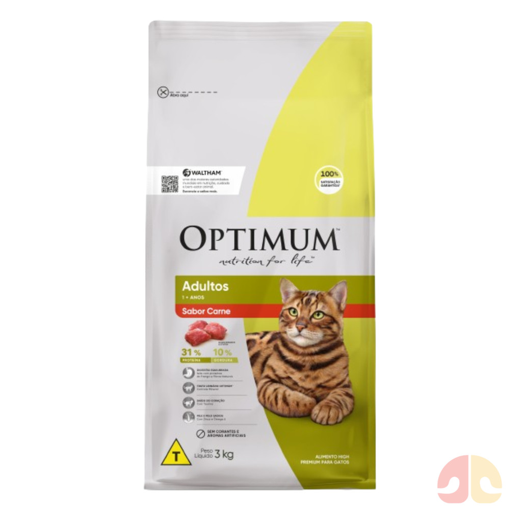 Ração Optimum Dry Para Gatos Adultos Carne 1kg