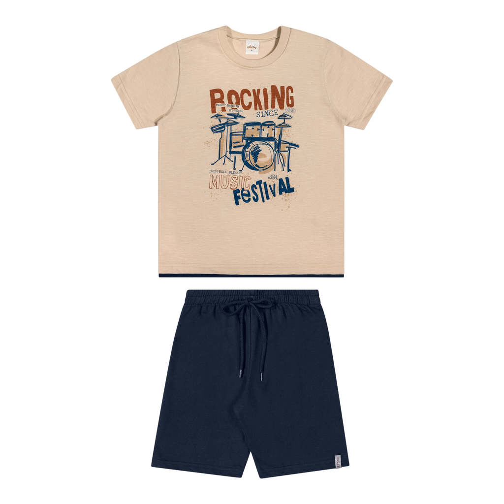 Conjunto Infantil Menino Rocking Elian Bege em Oferta na Shopee