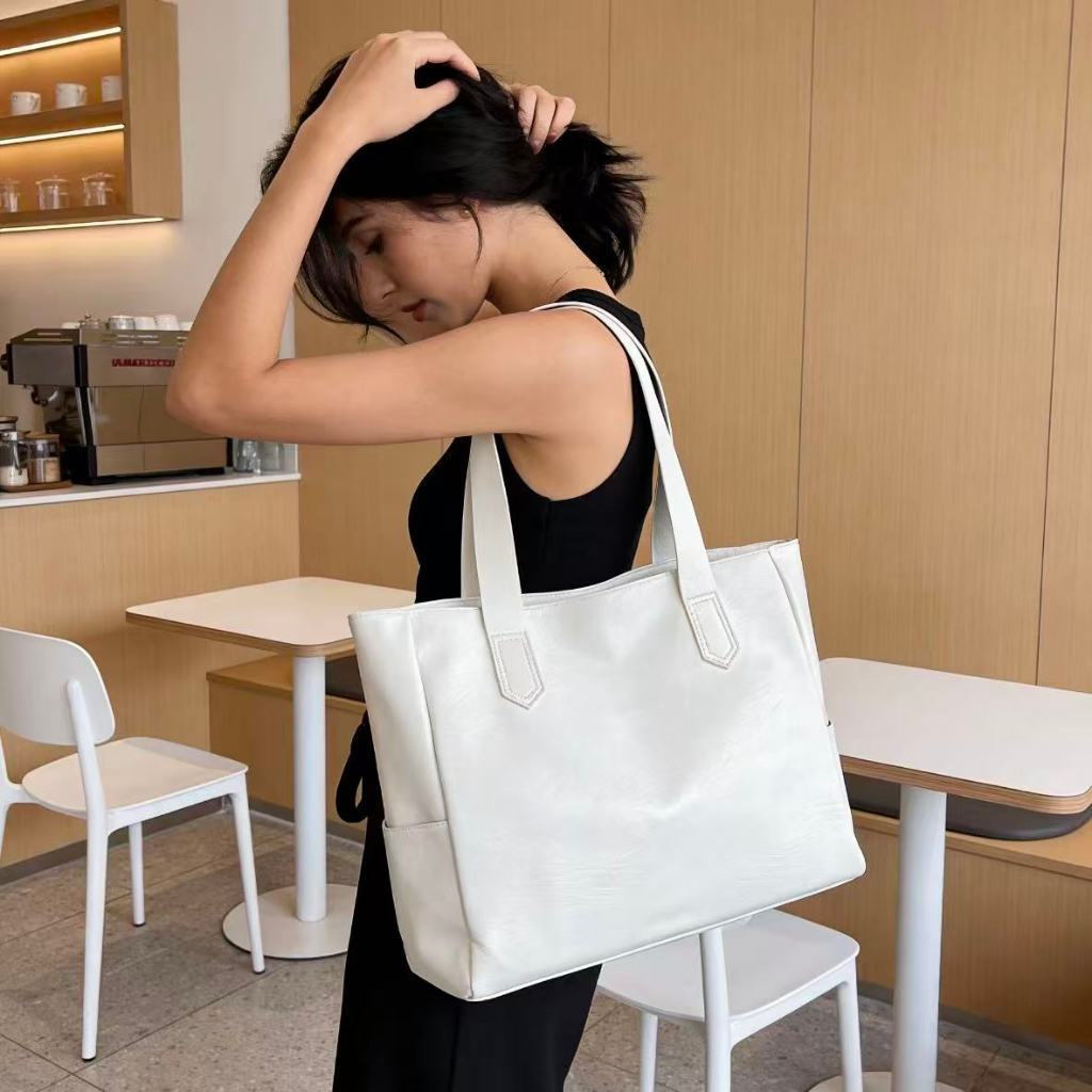 Bolsa Tote De Couro Macio Grande Capacidade Ombro Couro Encerado Vintage Bolsa Versátil Simples E Casual TM9180 AMY em Oferta na Shopee