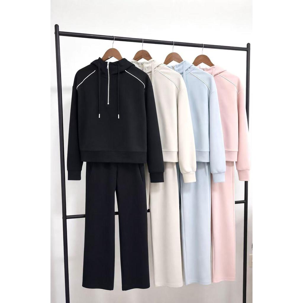 Conjunto Feminino Calça Pantalona Moletinho Moletom Manga longa De Frio Feminina Trabalho Social Passeio Inverno Outono em Oferta na Shopee