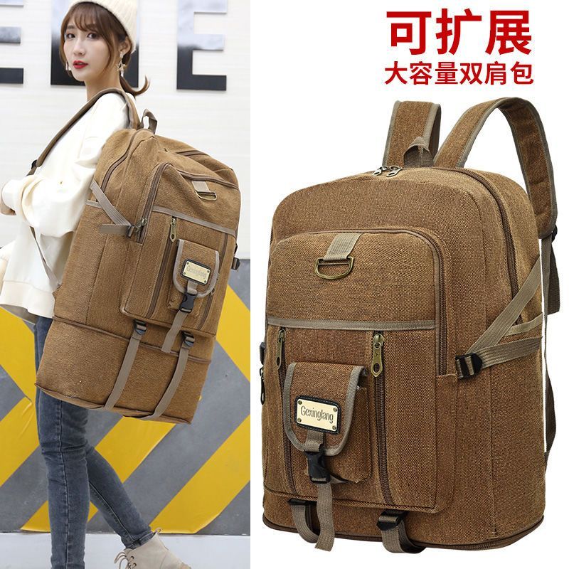 Super grande capacidade mochila masculina 100L grande capacidade lona engrossado saco de bagagem ao ar livre montanhismo