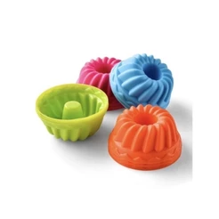 Kit 12 Forminhas 7,4x3,5 Cm de Silicone Mini Pudim Bolo Forma Assadeira Redonda Antiaderente Torta Cupcake WL-2618