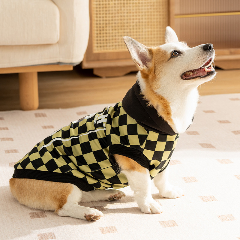 Corgi dedicado xadrez moletom primavera outono estilo roupas para cães de estimação cão de tamanho médio Shiba Inu Schna