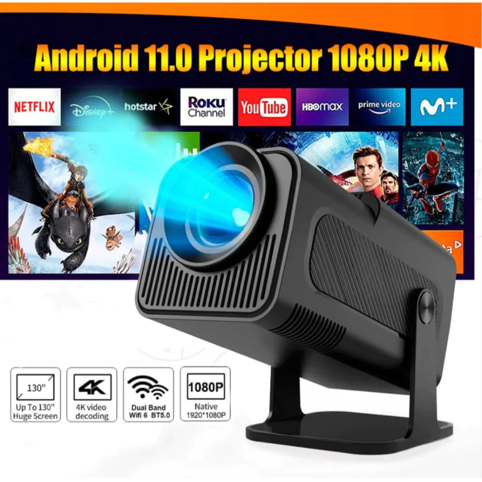 Mini Projetor 4K Portátil HY320 | Android, Full HD, Wifi e Bluetooth/ 60 W | 127/220V