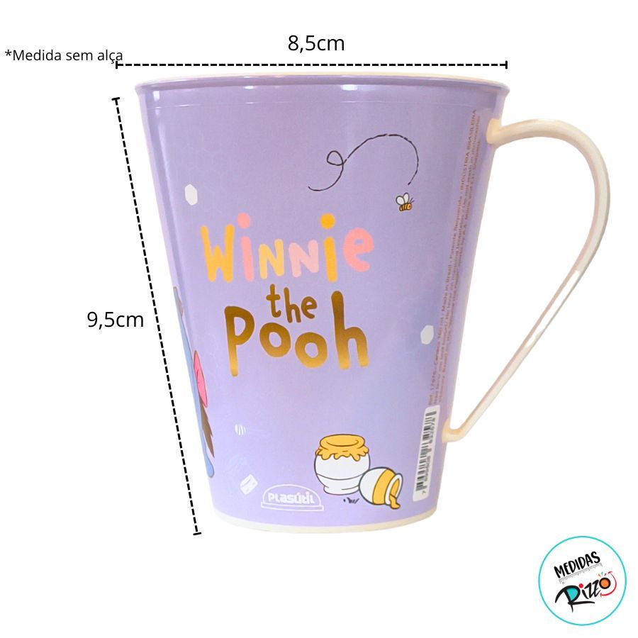 Caneca de Plástico Ursinho Pooh - Lilás - 360ml - Disney Original - 1 unidade - Plasútil - Rizzo