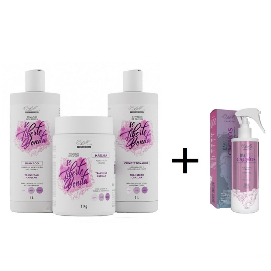 Kit Ativador de Cachos se liberte Bonita 1L + Spray Day After Belkit 4 Itens
