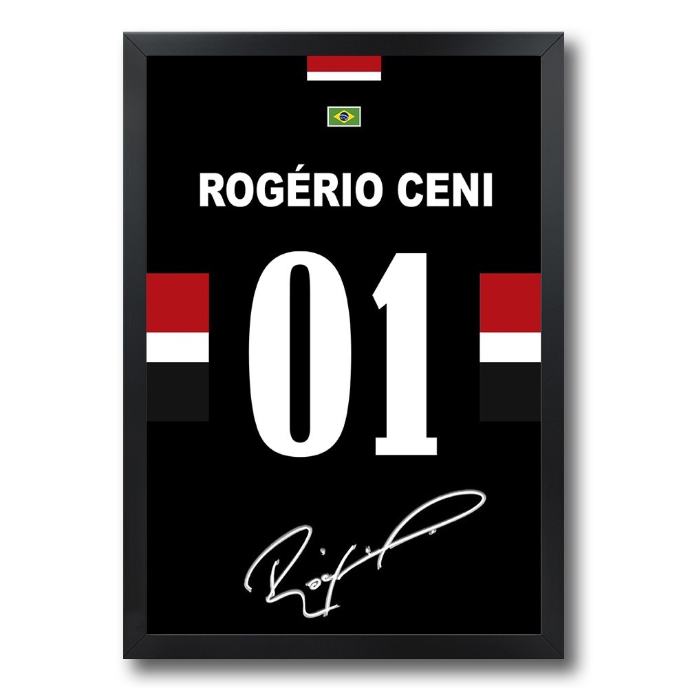 Quadro com Moldura Camisa São Paulo Rogério Ceni Desenho Pôster