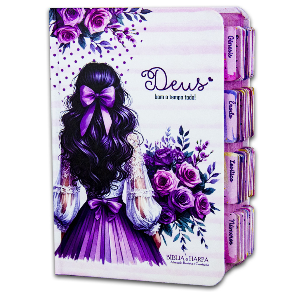 Bíblia Letra Grande | João Ferrreira de Almeida - ARC - Índice Abas Adesivas - Menina Lilás